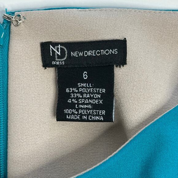 NWT New Directions Turquoise Faux Wrap Gather Sleeveless Sheath Dress Womens 6 - Picture 11 of 13
